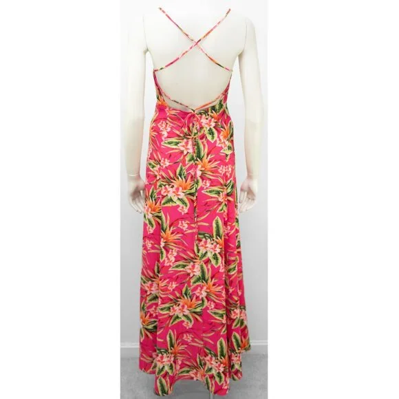 Show Me Your Mumu Nicole Dress Floral Maxi Sleeveless Tropical Criss Cross Back - Picture 2 of 7